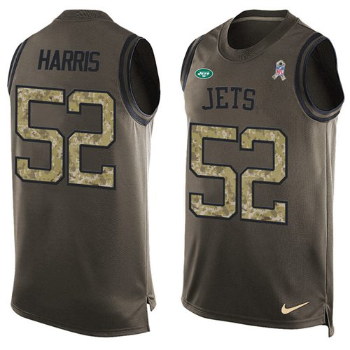 Jets #52 David Harris Green Salute To Service Tank Top Jersey