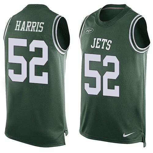 Jets #52 David Harris Green Team Color Tank Top Jersey