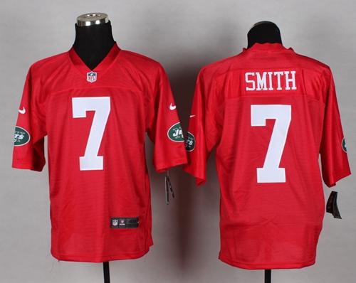 Jets #7 Geno Smith Red Elite QB Practice Jersey
