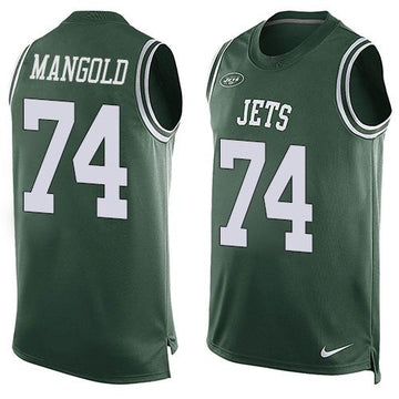 Jets #74 Nick Mangold Green Team Color Tank Top Jersey