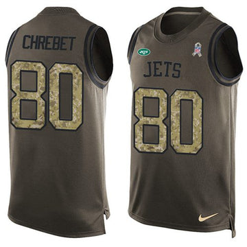 Jets #80 Wayne Chrebet Green Salute To Service Tank Top Jersey