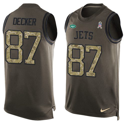 Jets #87 Eric Decker Green Salute To Service Tank Top Jersey