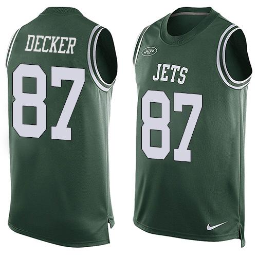 Jets #87 Eric Decker Green Team Color Tank Top Jersey