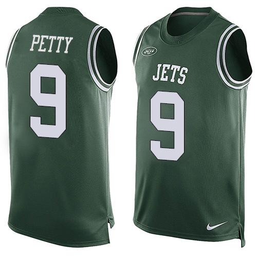 Jets #9 Bryce Petty Green Team Color Tank Top Jersey