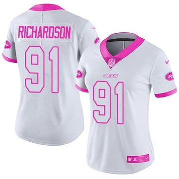 Jets #91 Sheldon Richardson White-Pink Rush Fashion Jersey