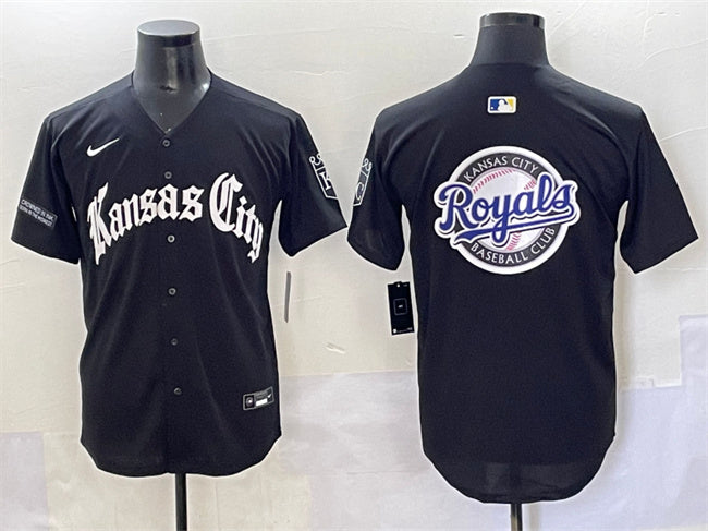 Team Big Logo Kansas City Royals black jersey