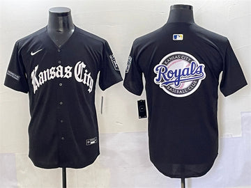 Team Big Logo Kansas City Royals black jersey