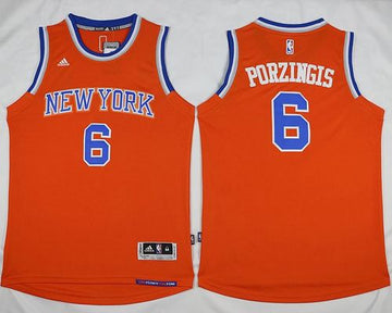 Kristaps Porzingis New York Knicks orange Alternate jersey