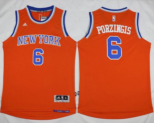Kristaps Porzingis New York Knicks orange Alternate jersey