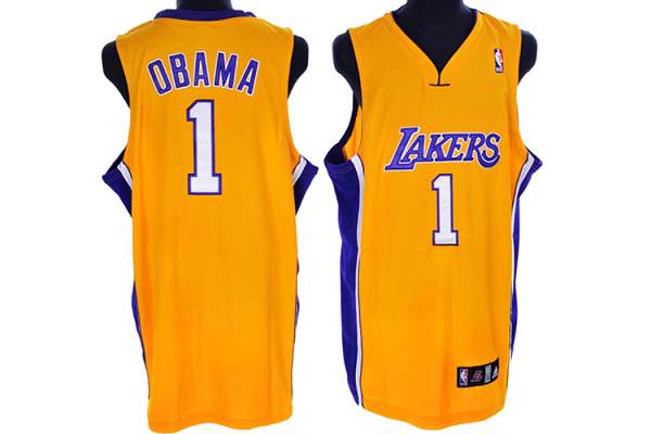 President Obama Los Angeles Lakers yellow jersey
