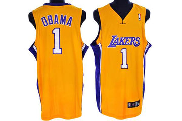 President Obama Los Angeles Lakers yellow jersey