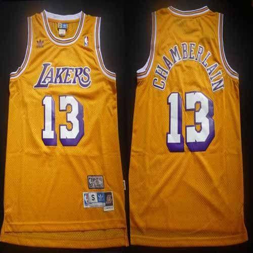 Wilt Chamberlain Los Angeles Lakers yellow Throwback jersey