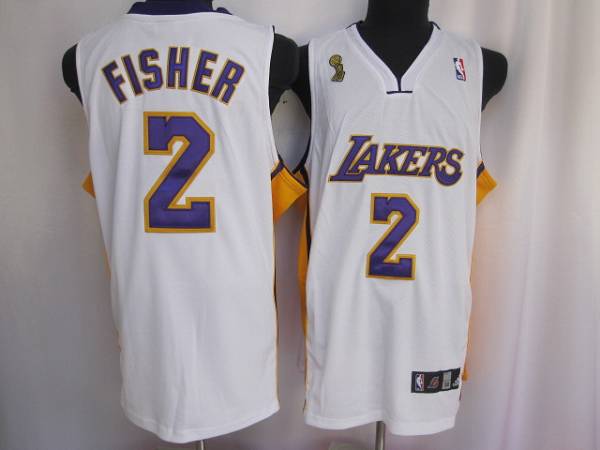 Derek Fisher Los Angeles Lakers white jersey