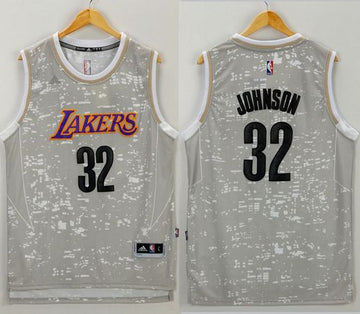 Magic Johnson Los Angeles Lakers grey jersey