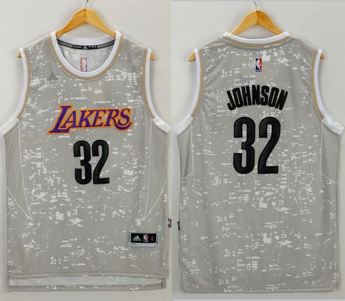 Magic Johnson Los Angeles Lakers grey jersey