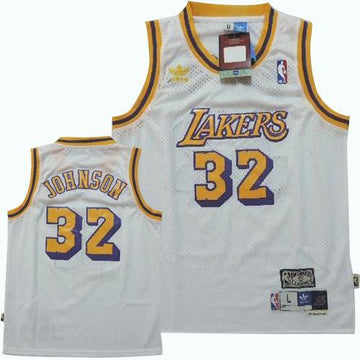 Magic Johnson Los Angeles Lakers white Throwback jersey