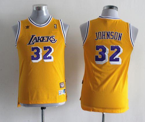 Magic Johnson Los Angeles Lakers yellow Throwback jersey