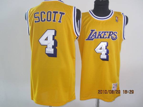 Byron Scott Los Angeles Lakers yellow Throwback jersey