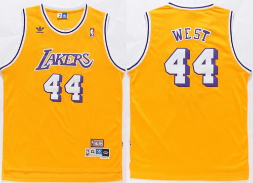 Jerry West Los Angeles Lakers gold Throwback jersey