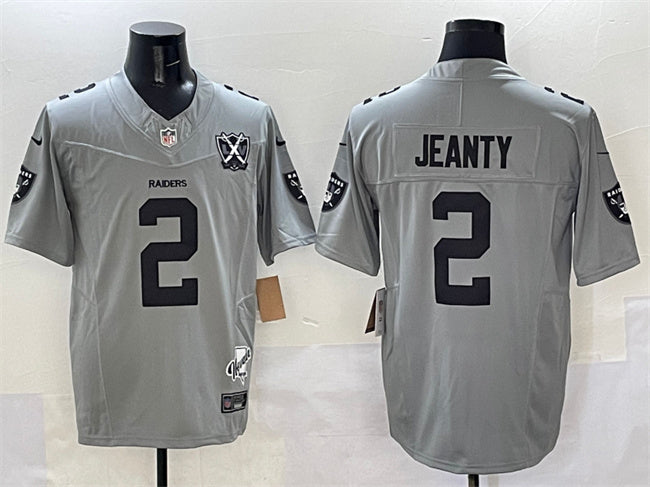 Ashton Jeanty Las Vegas Raiders gray jersey