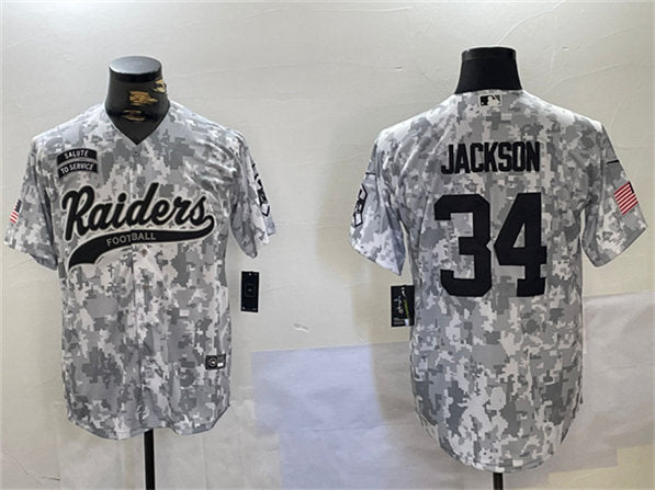Bo Jackson Las Vegas Raiders camo Salute To Service jersey