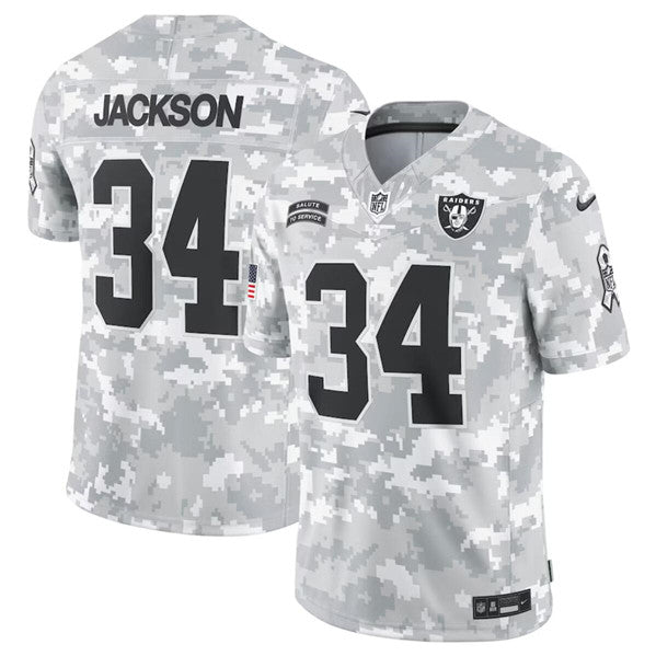 Bo Jackson Arctic Las Vegas Raiders camo Salute To Service jersey
