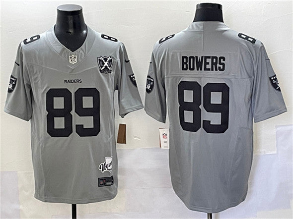 Brock Bowers Las Vegas Raiders gray jersey
