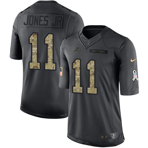 Lions #11 Marvin Jones Jr Black 2016 Salute To Service Jersey