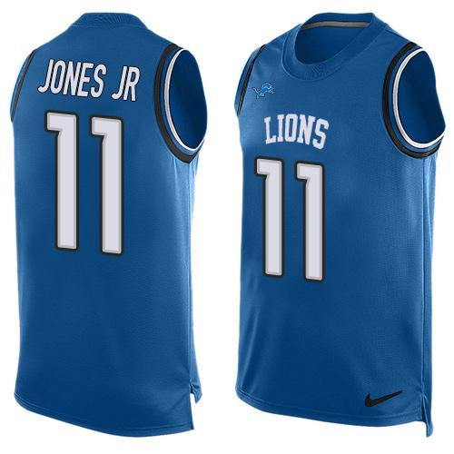 Lions #11 Marvin Jones Jr Blue Team Color Tank Top Jersey