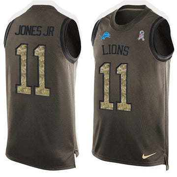 Lions #11 Marvin Jones Jr Green Salute To Service Tank Top Jersey