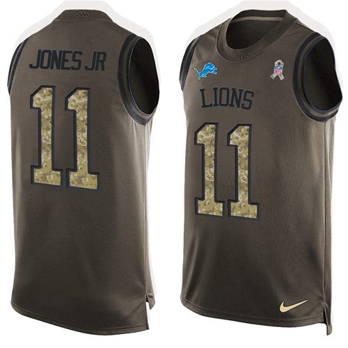 Lions #11 Marvin Jones Jr Green Salute To Service Tank Top Jersey