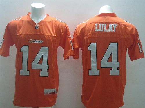 Lions #14 Travis Lulay Orange CFL Jersey