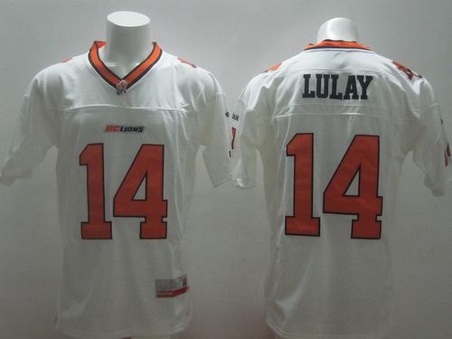 Lions #14 Travis Lulay White CFL Jersey