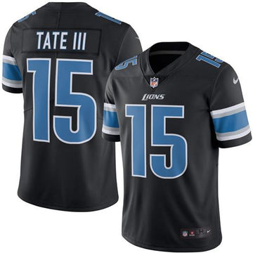 Lions #15 Golden Tate III Black Rush Jersey