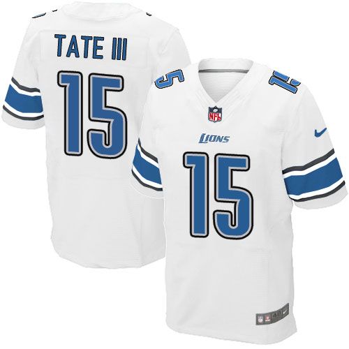 Lions #15 Golden Tate III White Elite Jersey