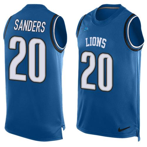 Lions #20 Barry Sanders Blue Team Color Tank Top Jersey