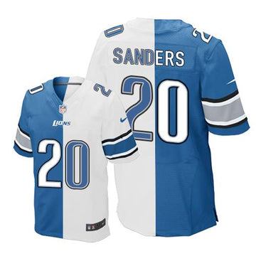 Lions #20 Barry Sanders Blue-White Elite Split Jersey