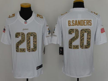 Lions #20 Barry Sanders White Salute to Service Jersey