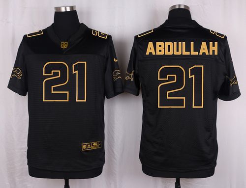 Lions #21 Ameer Abdullah Black Elite Pro Line Gold Collection Jersey