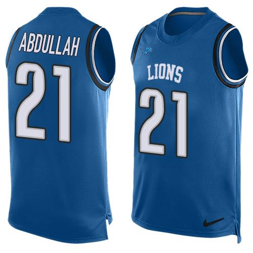 Lions #21 Ameer Abdullah Blue Team Color Tank Top Jersey