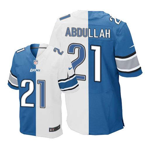 Lions #21 Ameer Abdullah Blue-White Elite Split Jersey