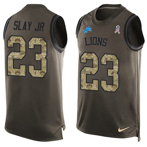 Lions #23 Darius Slay JR Green Salute To Service Tank Top Jersey