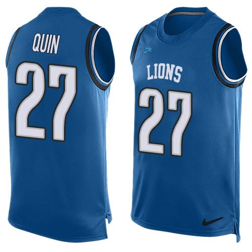 Lions #27 Glover Quin Blue Team Color Tank Top Jersey