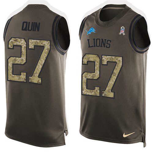 Lions #27 Glover Quin Green Salute To Service Tank Top Jersey