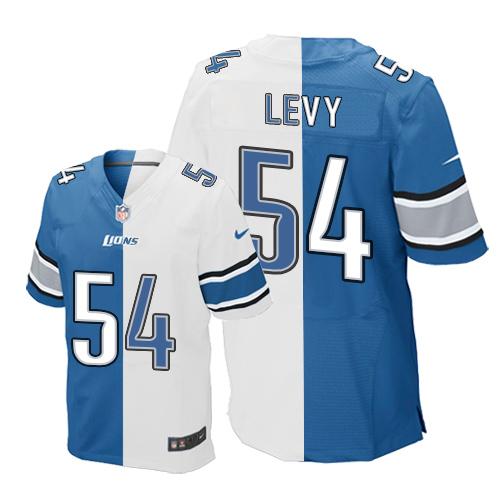 Lions #54 DeAndre Levy Blue-White Elite Split Jersey