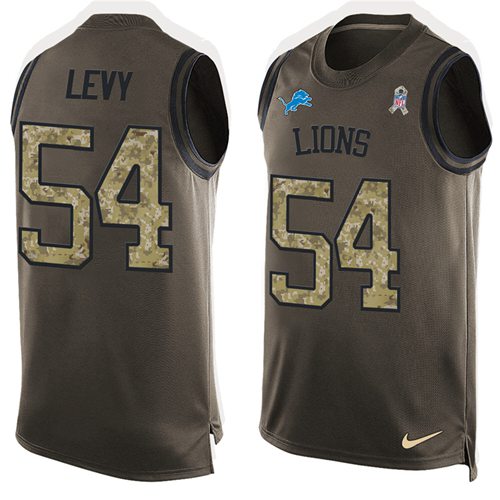 Lions #54 DeAndre Levy Green Salute To Service Tank Top Jersey