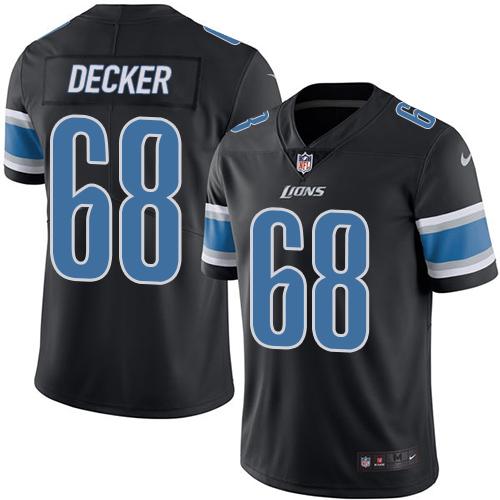 Lions #68 Taylor Decker Black Rush Jersey