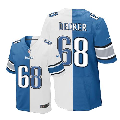 Lions #68 Taylor Decker Blue-White Elite Split Jersey