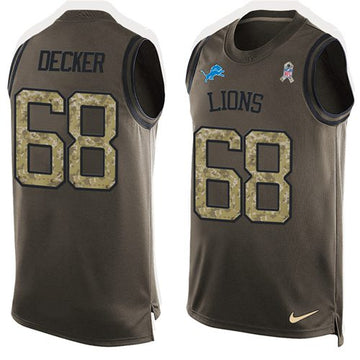 Lions #68 Taylor Decker Green Salute To Service Tank Top Jersey