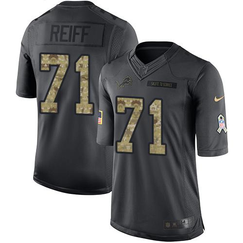 Lions #71 Riley Reiff Black 2016 Salute To Service Jersey